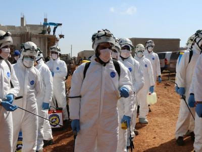 "حملة الوقاية من فيروس كورونا" تطهير 445 موقعاً في الشمال السوري خلال اليومين الماضيين"